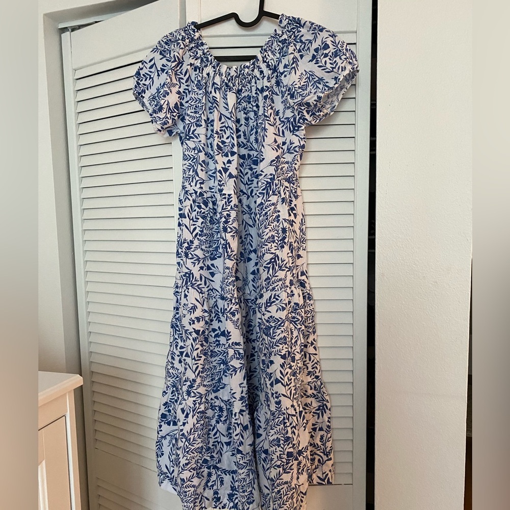 Saks Fifth Avenue Blue and White Floral Midi Dress